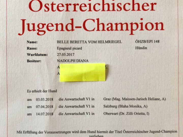 Belle Beretta ist nun österreichischer Jugendchampion!